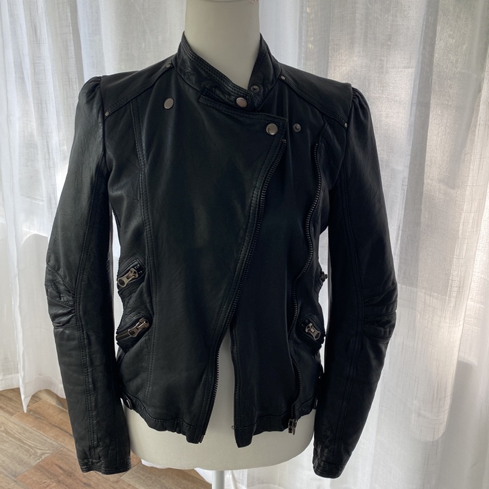 Zara genuine leather moto jacket